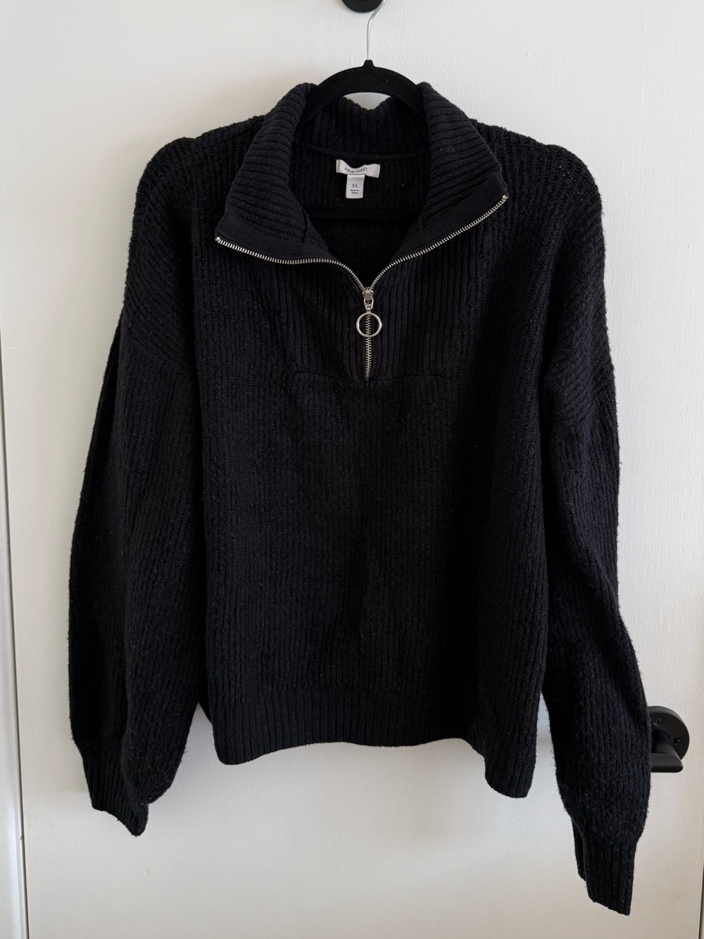 Nine West Quarter Zip Mockneck Black Pullover Sweater
